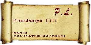 Pressburger Lili névjegykártya